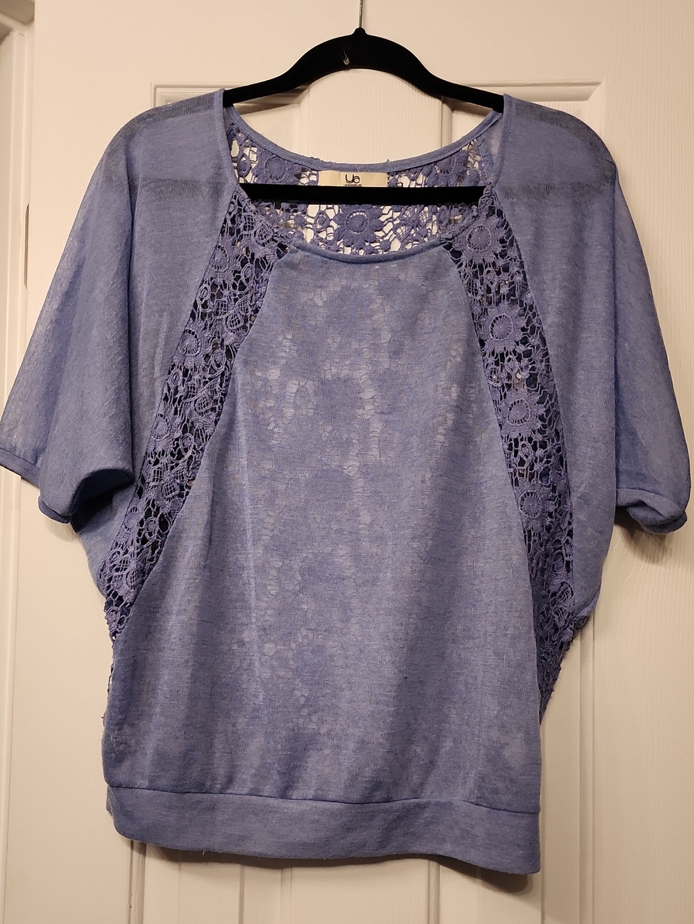 Light Blue Lace-Panel Women's Top